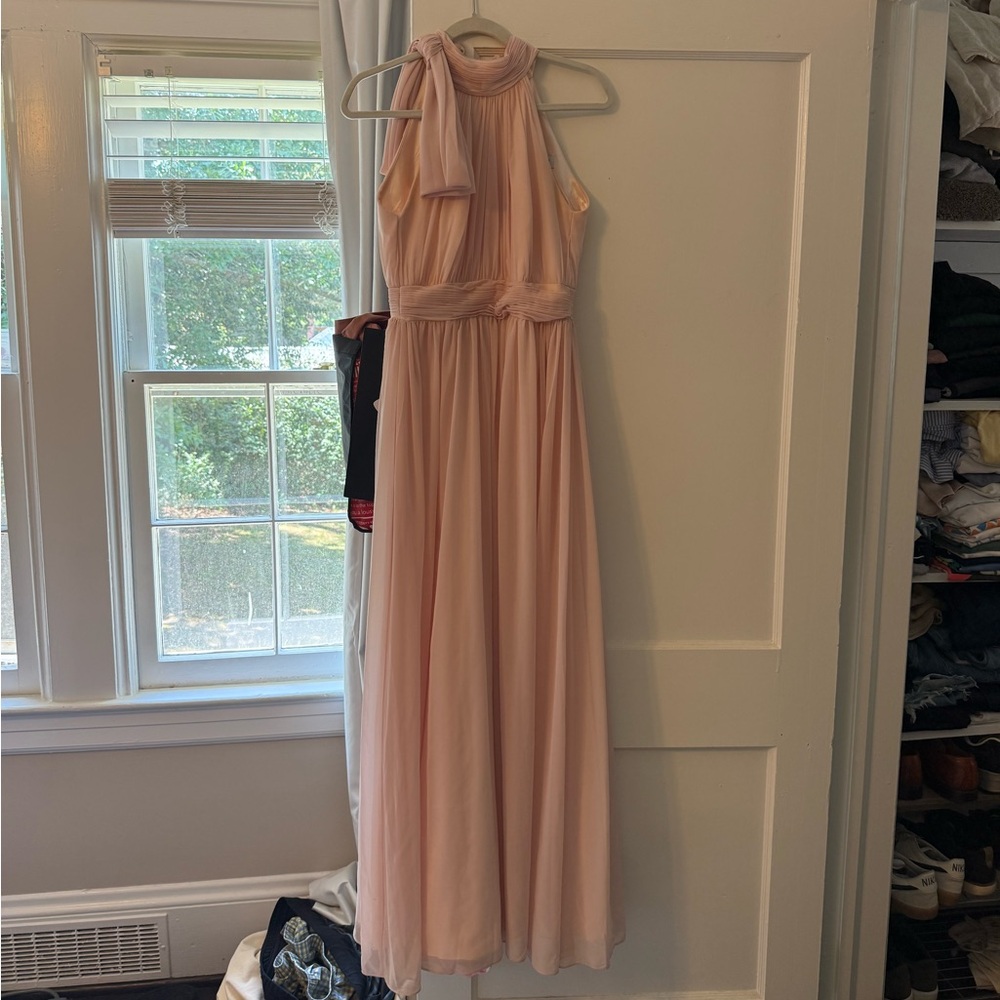 Macduggal Elegant Blush Pink Halter Maxi Dress